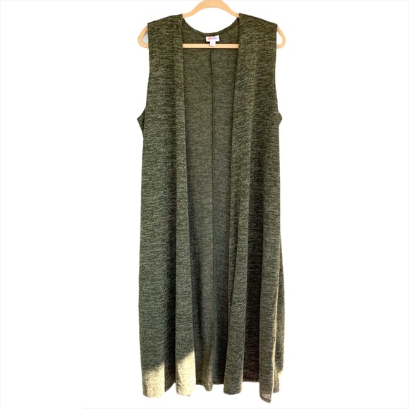 LuLaRoe Sweaters - Lularoe Sleeveless Open Front Long Cardigan Green